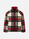 Mc2 Saint Barth Girl Sherpa Jacket With Tartan Print In White