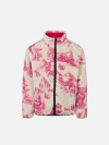 Mc2 Saint Barth Girl Sherpa Jacket With Toile De Jouy Print In White