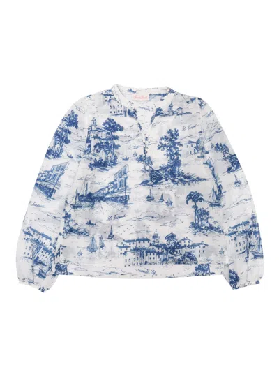 Mc2 Saint Barth Kids' Girl V-neck Shirt In Blue