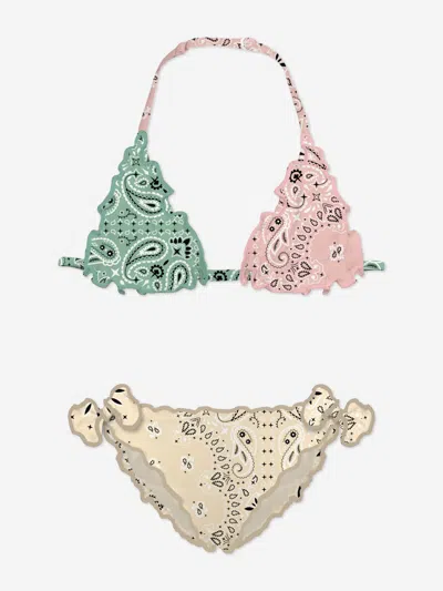 Mc2 Saint Barth Kids' Girls Bandana Print Bikini In Multi