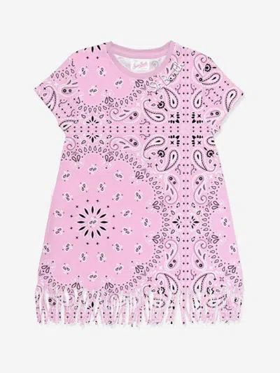 Mc2 Saint Barth Kids'  Girls Bandana Print Fringed Dress In Pink