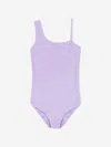 Mc2 Saint Barth Girls Crinkle One Shoulder Swimsuit In Purple