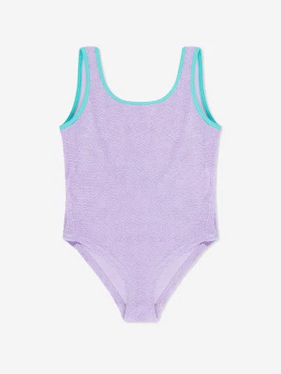 Mc2 Saint Barth Kids' Girls Crinkle Swimsuit In Purple
