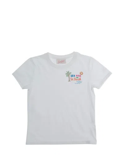 Mc2 Saint Barth Girls Graphic Short Sleeve T-shirt In White