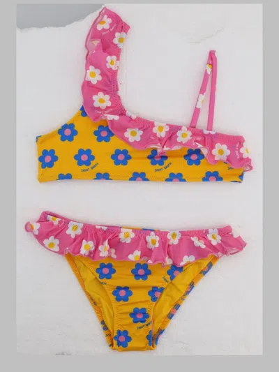 Mc2 Saint Barth Girls Mini Bikini Swimsuit With Stretch Fit In Multicolour