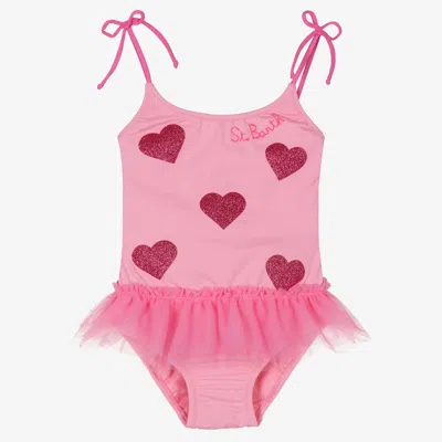 Mc2 Saint Barth Kids'  Girls Pink Glitter Hearts Swimsuit