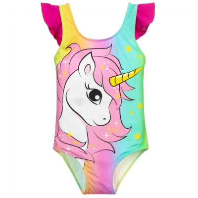 Mc2 Saint Barth Babies'  Girls Rainbow Unicorn Swimsuit In Multi
