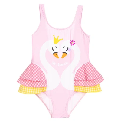 Mc2 Saint Barth Girls Teen Pink Swan Swimsuit