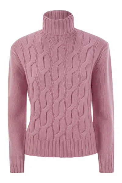 Mc2 Saint Barth Women's Giverny - Cable-knit Turtleneck Jumper Sweater In Pink