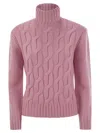 Mc2 Saint Barth Women's Giverny - Cable-knit Turtleneck Jumper Sweater In Pink