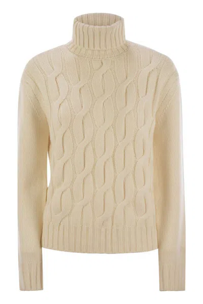 Mc2 Saint Barth Giverny - Cable-knit Turtleneck Jumper In White