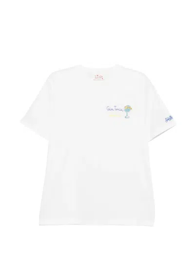 Mc2 Saint Barth Glass Gin Please Cotton T-shirt In White