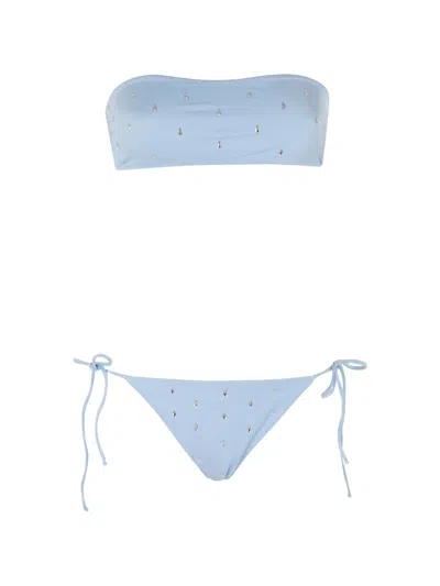 Mc2 Saint Barth Glimmer Rhinestone-embellished Bikini In Blue