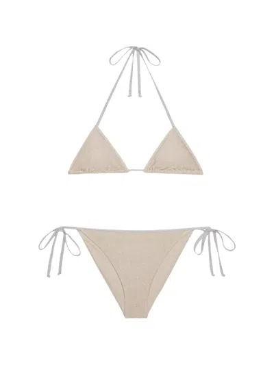 Mc2 Saint Barth Glitter-effect Triangle Bikini In Gray