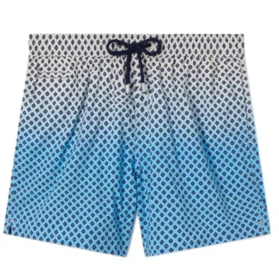 Mc2 Saint Barth Gradient Design Shorts With Navy Drawstring In Blue