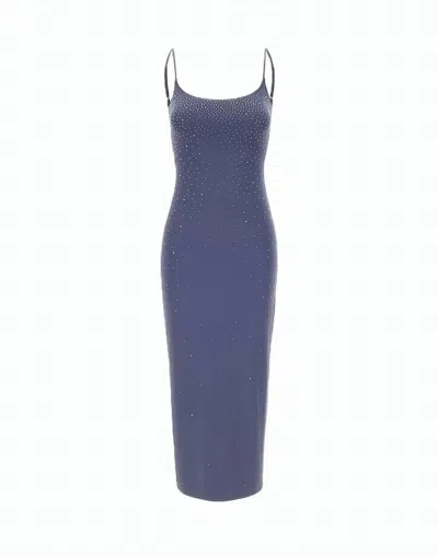 Mc2 Saint Barth Gradient Embellished Midi Dress With Spaghetti Straps In Blue