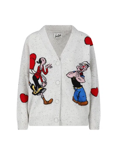 Mc2 Saint Barth Graphic Cardigan Sweater In Multi