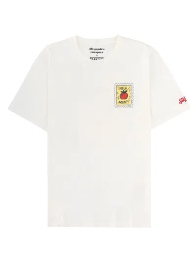 Mc2 Saint Barth Graphic Cotton T-shirt In White