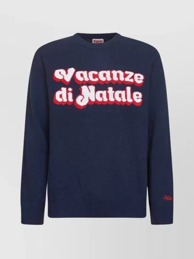 Mc2 Saint Barth Graphic Crew Neck Sweatshirt Jacquard In Blue
