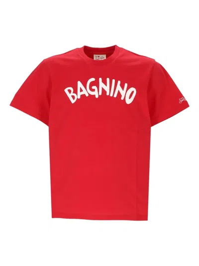 Mc2 Saint Barth Graphic Crewneck T-shirt In Red