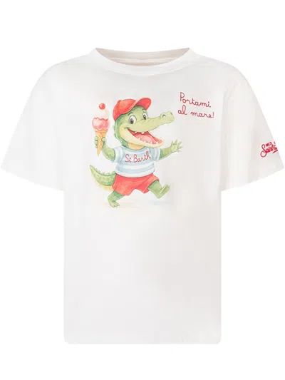 Mc2 Saint Barth Graphic Front Print T-shirt In Crocco Mare 01n Emb