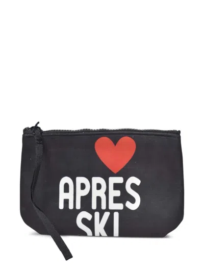 Mc2 Saint Barth Graphic-heart Clutch Bag In Black