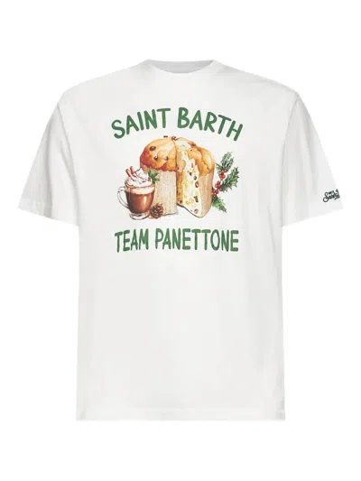 Mc2 Saint Barth Green Printed And Embroidered Arnott T-shirt In White