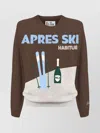 Mc2 Saint Barth Graphic Print Crew Neck Long Sleeve Sweater In Brown