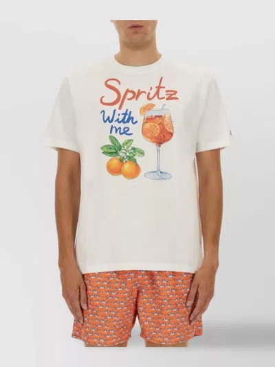 Mc2 Saint Barth Graphic Print Crew Neck Short Sleeve T-shirt In Pink