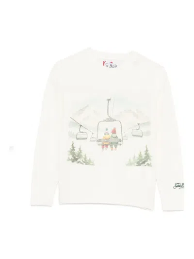 Mc2 Saint Barth Kids' Graphic-print Crew-neck Sweater In White