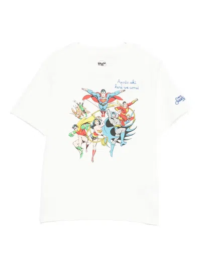 Mc2 Saint Barth Kids' Graphic-print Crew-neck T-shirt In White