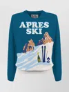 Mc2 Saint Barth Graphic Print Crewneck Knit Sweater In Blue
