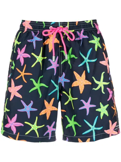 Mc2 Saint Barth Graphic-print Drawstring Swim Shorts In Blue