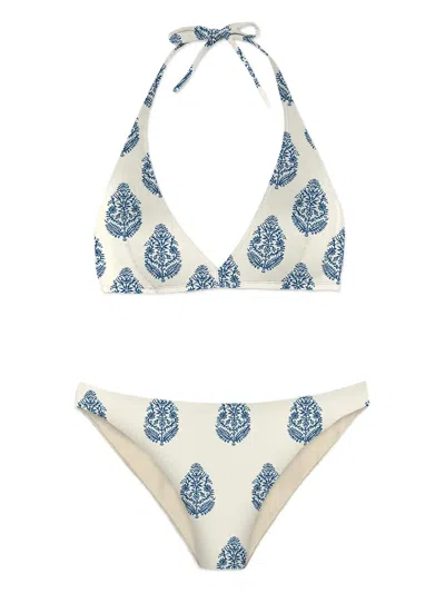 Mc2 Saint Barth Graphic-print Halter Bikini In Blue