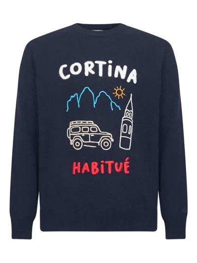 Mc2 Saint Barth Graphic-print Long-sleeve Sweater In Blue