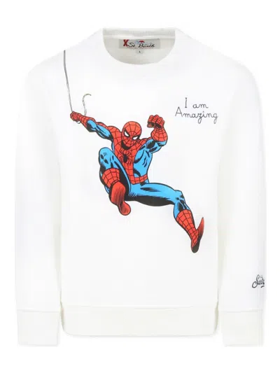 Mc2 Saint Barth Kids' Graphic Print Sweatshirt In White