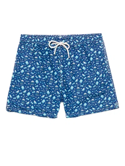 Mc2 Saint Barth Graphic-print Swim Shorts In Blue