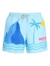 Mc2 Saint Barth Waistband Elastic Mid-length Graphic Print In Blue
