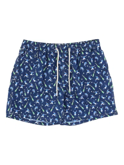 Mc2 Saint Barth Graphic-print Swim Shorts In Blue