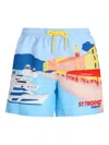 Mc2 Saint Barth St. Tropez Postcard Print Swim Shorts In Blue