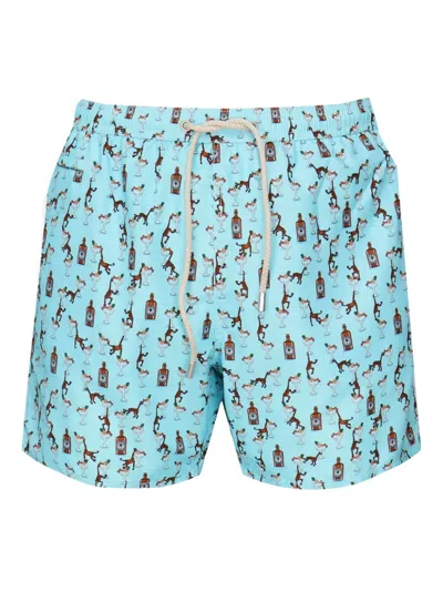 Mc2 Saint Barth Graphic-print Swim Shorts In Blue