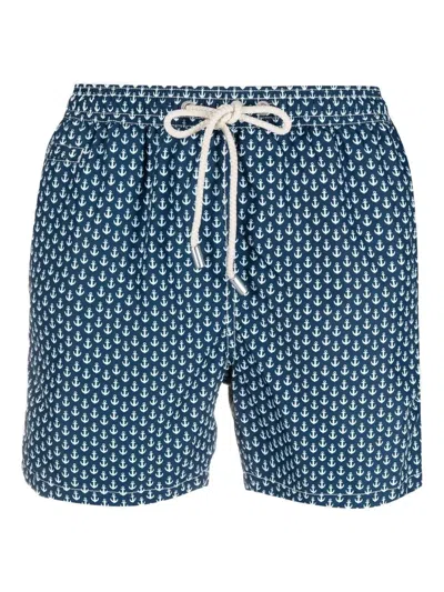 Mc2 Saint Barth Anchor Print Swimwear Back Pocket In Blue