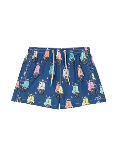 Mc2 Saint Barth Kids' Graphic-print Swim Shorts In Blue