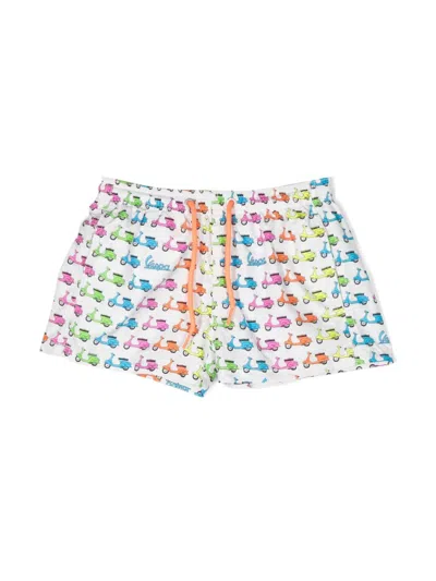 Mc2 Saint Barth Kids' Graphic-print Swim Shorts In White