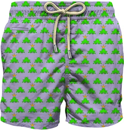 Mc2 Saint Barth Graphic Printed Drawstring Swim Shorts In Grey