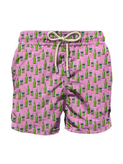 Mc2 Saint Barth Graphic Printed Drawstring Swim Shorts In Pink