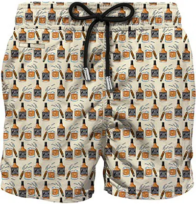 Mc2 Saint Barth Graphic Printed Drawstring Swim Shorts In White