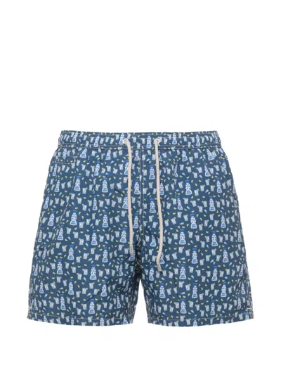 Mc2 Saint Barth Graphic-print Drawstring Swim Shorts In Burgundy
