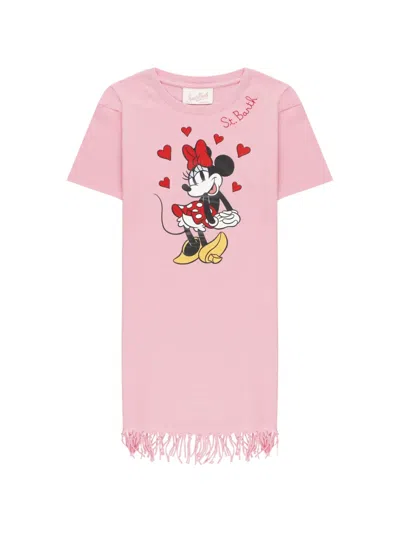 Mc2 Saint Barth Kids' Graphic-print Fringed Dress In Pink