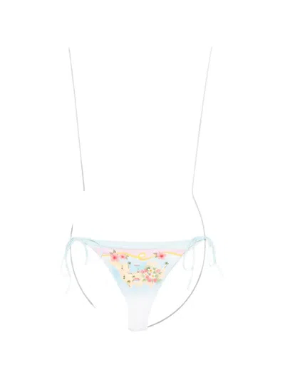 Mc2 Saint Barth Graphic-print Side-tie Bikini Bottoms In Blue